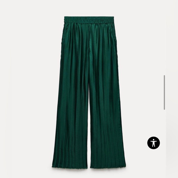 Zara Pleated Green Trousers NWT - Picture 4 of 10